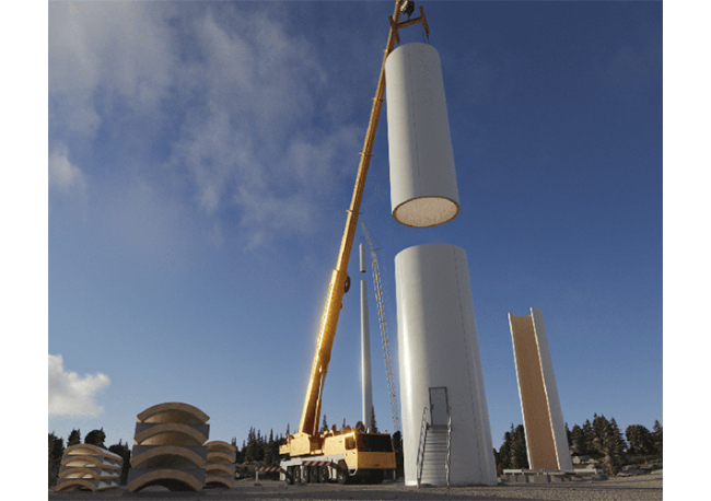 Foto Metsä Wood to supply LVL products for Modvion’s wooden wind turbine towers.