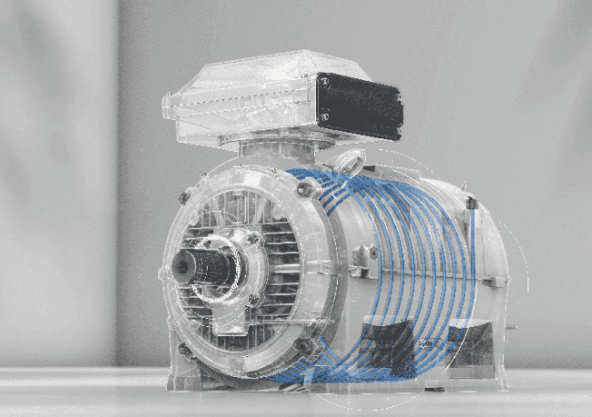 Foto ABB lanza en primicia un nuevo motor SynRM IE5 de refrigeración líquida más eficiente y de alta potencia.