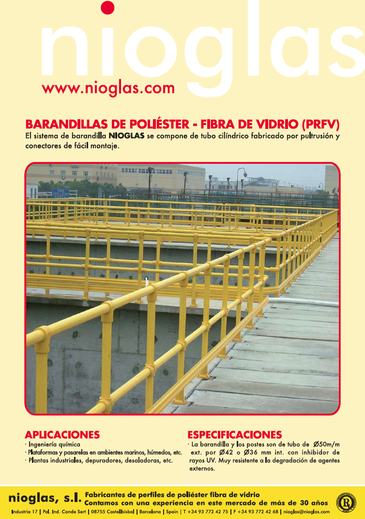 Nioglas-Barandillas de poliéster-Fibra de vidrio (PRFV)