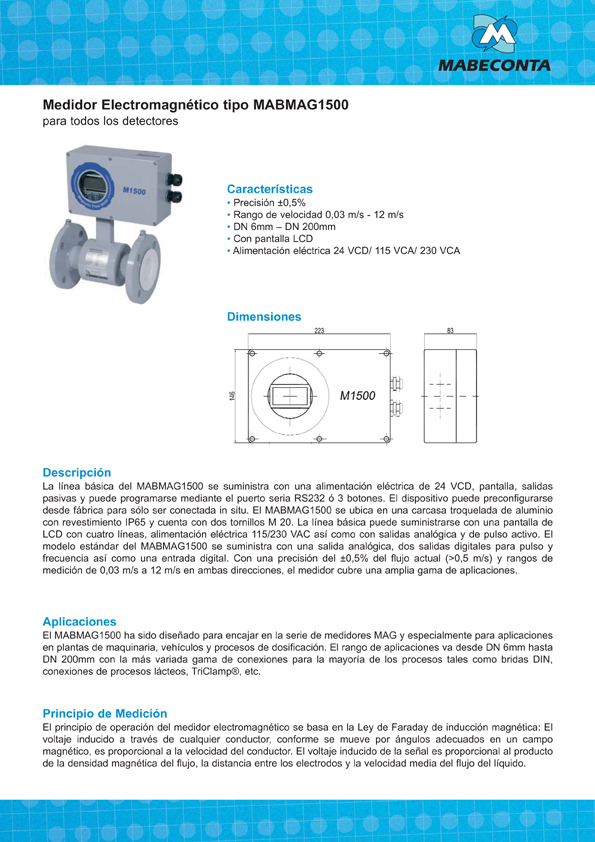 Medidores electromagnéticos de caudal MABMAG1500