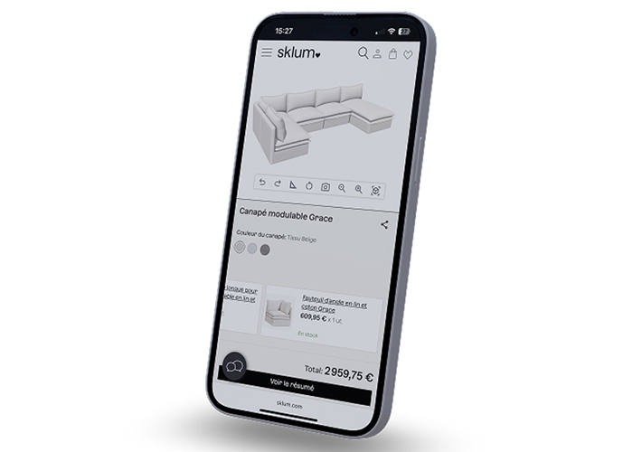 foto Sklum revoluciona la compra de muebles online con el configurador de productos HomeByMe de Dassault Systèmes, ofreciendo una experiencia más atractiva para sus clientes.