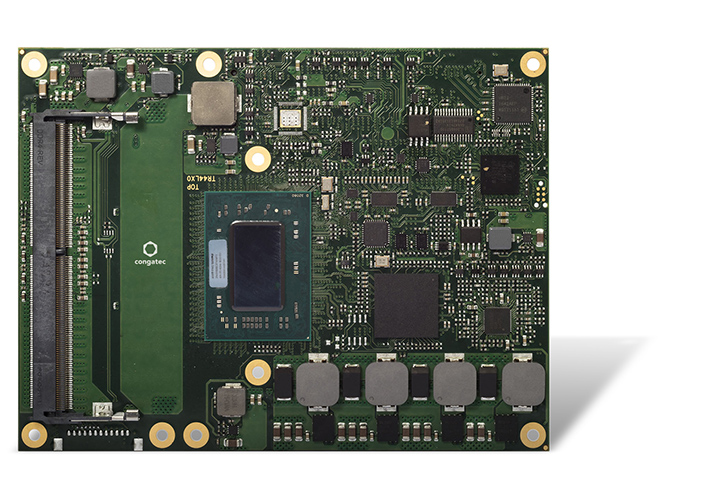 Foto Módulo congatec COM Express con procesadores AMD Ryzen Embedded R1000.
