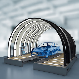 Foto Dürr presenta un túnel de luz para comprobar con precisión la calidad de las superficies pintadas.