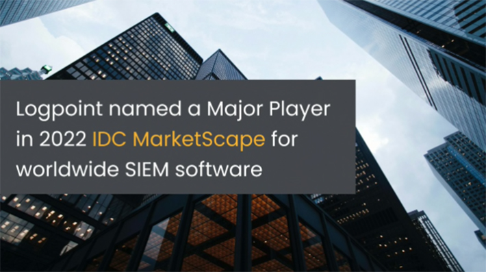 Foto Logpoint named a Major Player in 2022 IDC MarketScape for worldwide SIEM software.