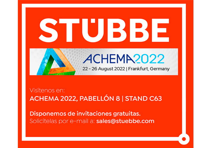 foto noticia STÜBBE EN ACHEMA 2022, CONSIGA SU INVITACIÓN