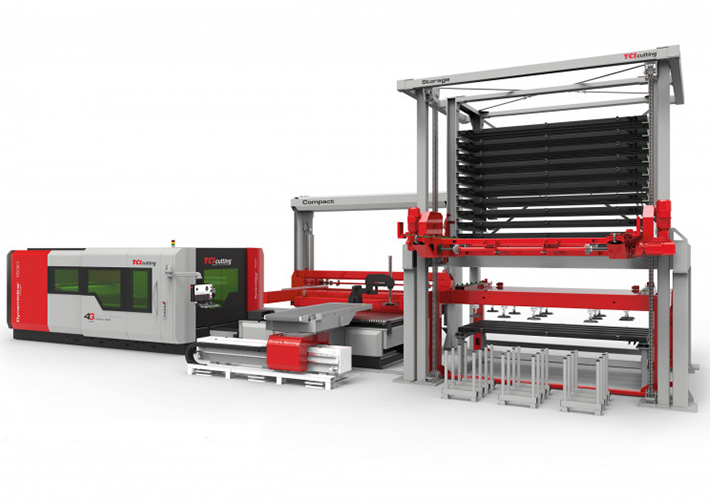 Foto Smart Sorting de TCI Cutting automatiza la descarga, clasificación y paletización de piezas mediante Inteligencia artificial.