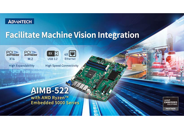 Foto Advantech lanza la AIMB-522, una placa base Micro-ATX industrial con AMD Ryzen™ Embedded 5000 para el procesamiento de imágenes mediante IA.