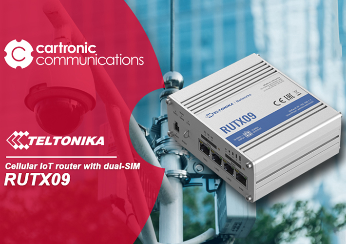 Foto Teltonika RUTX09, router celular industrial ideal para aplicaciones de smart cities.