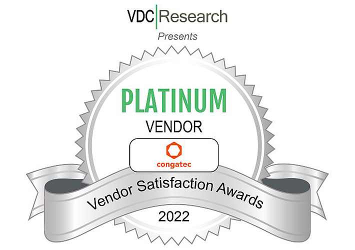 foto congatec recibe el premio Platinum Vendor Satisfaction Award de VDC Research por su tecnología IoT & Embedded Hardware