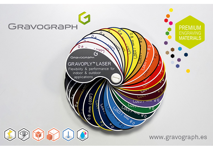 Foto GRAVOPLY™ LÁSER, el nuevo material bi-capa de grabado, para aplicaciones de interior y exterior.