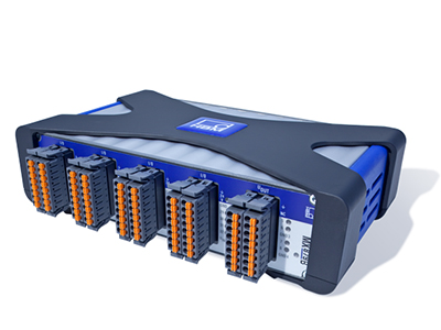 Imagen  ADQUISICION DE DATOS • AMPLIFICADORES DE MEDIDA • GATEWAYS Y TRANSMISORES • HBM • QuantumX MX879B - Módulo multi E/S con ocho salidas analógicas libremente configurables (± 10 V) y 32 entradas/salidas digitales.